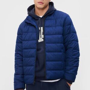 Mens Gap ColdControl Relaxed Quilted Puffer Fall Winter Jacket XL Blue